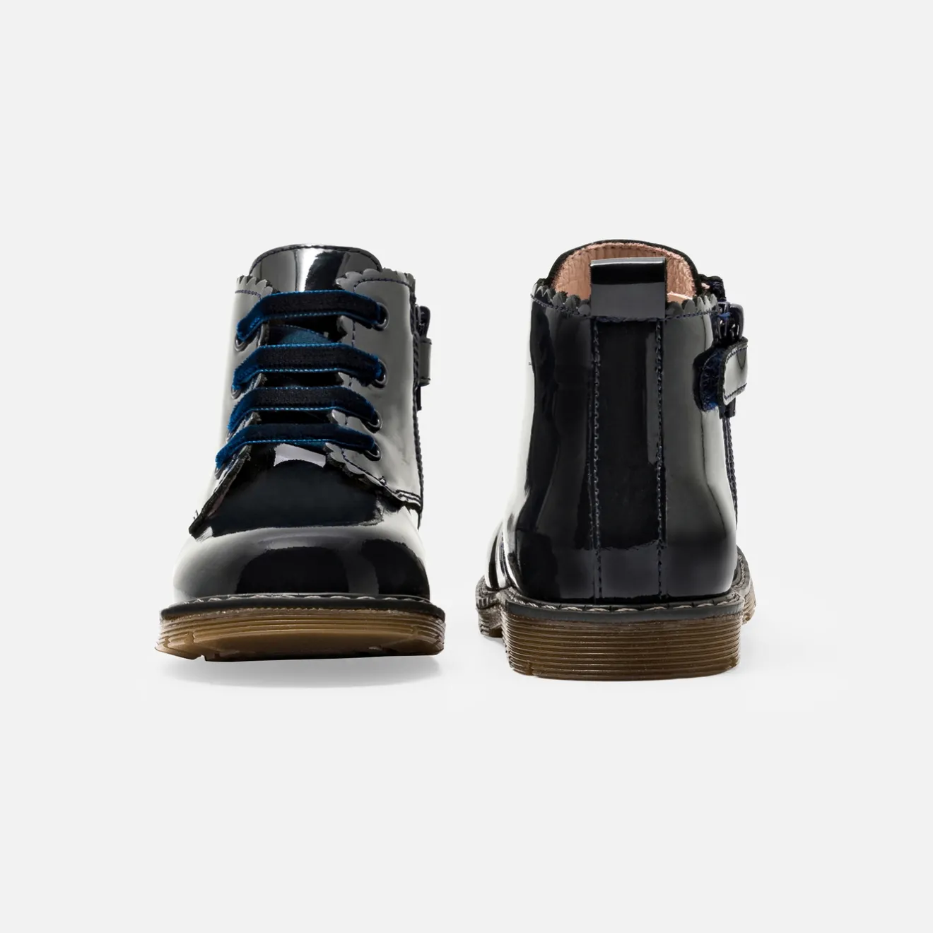 Jacadi Ankle & Lined Boots|Baby girl smooth leather booties Jacadi Navy