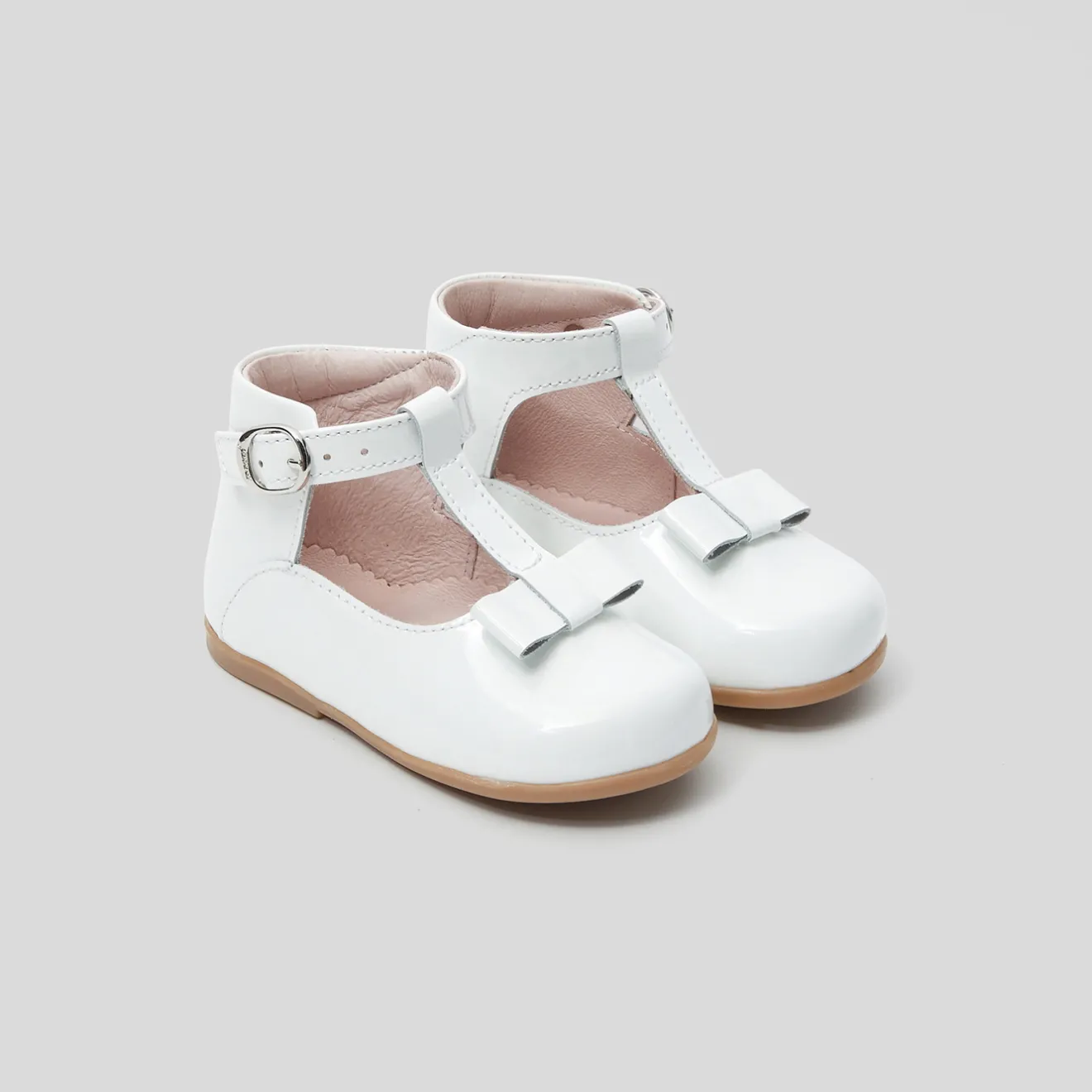 Jacadi Mary Janes, T-Straps And Ballet Flats|Baby girl smooth leather t-bar shoes Jacadi White