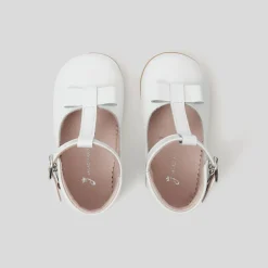 Jacadi Mary Janes, T-Straps And Ballet Flats|Baby girl smooth leather t-bar shoes Jacadi White