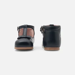Jacadi Mary Janes, T-Straps And Ballet Flats|Baby girl smooth leather t-bar shoes Jacadi Navy