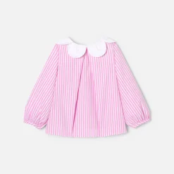 Jacadi Blouses|Baby girl striped blouse White/Pink