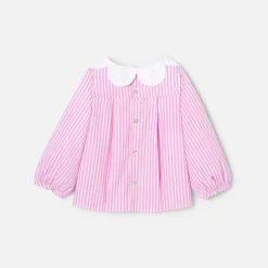 Jacadi Blouses|Baby girl striped blouse White/Pink