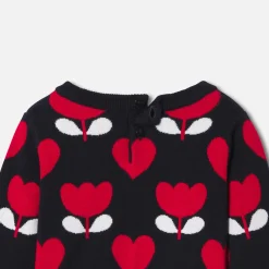 Jacadi Cardigans, Sweaters And Sweatshirts|Baby girl sweater in jacquard knit Navy/Multicolour