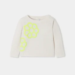 Jacadi Cardigans, Sweaters And Sweatshirts|Baby girl sweater with embroidered flowers Jacadi soft white