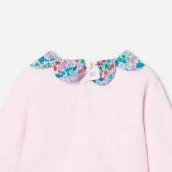 Jacadi Cardigans, Sweaters And Sweatshirts|Baby girl sweatshirt with Liberty fabric collar Jacadi Powder Pink