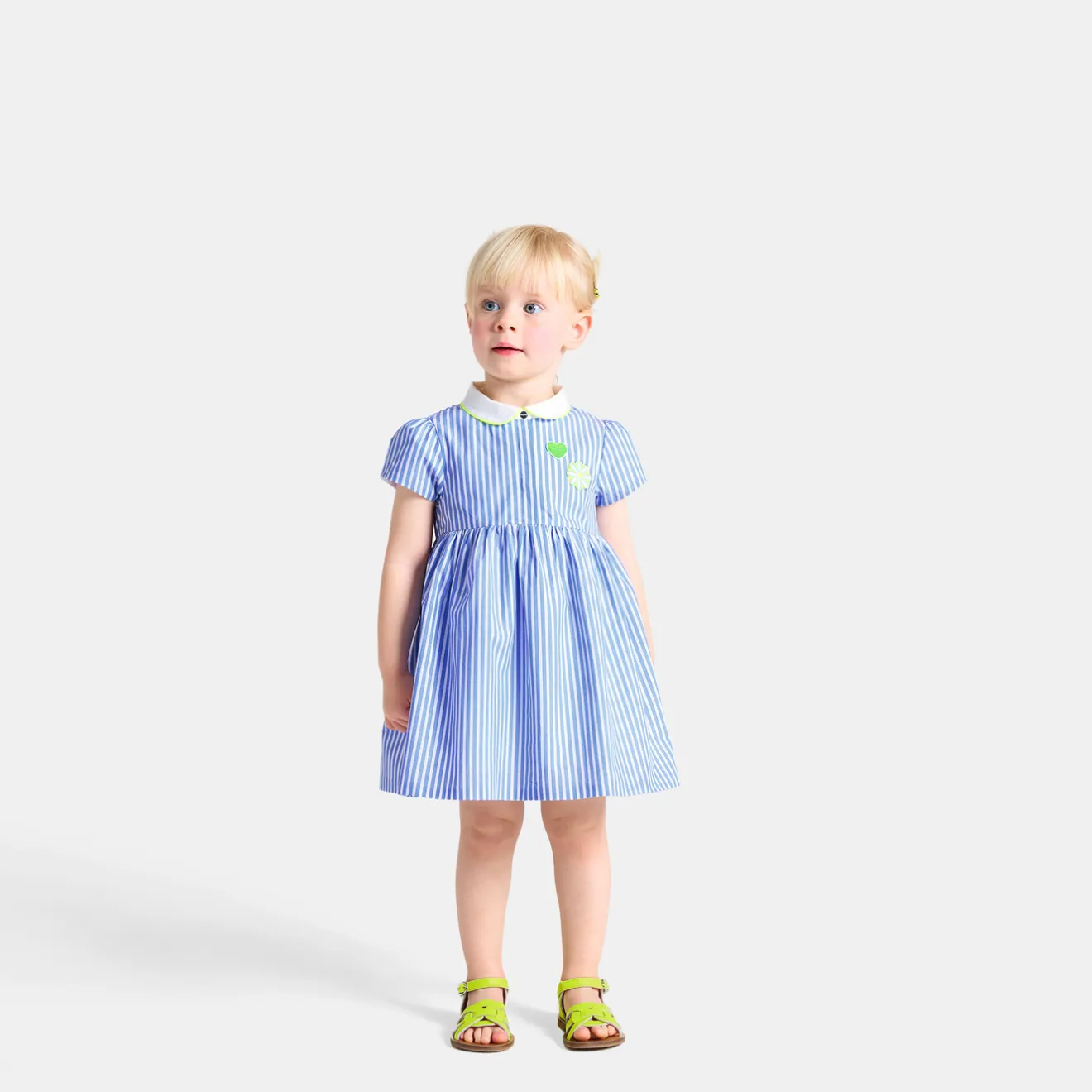 Jacadi Dresses|Baby girl trapeze dress White/Blue