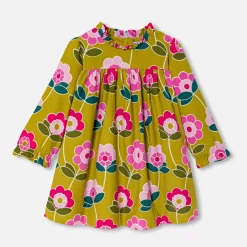 Jacadi Dresses|Baby girl velvet dress Mustard