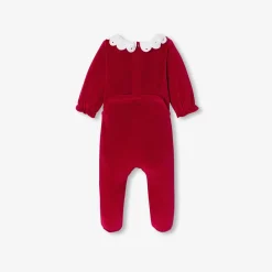 Jacadi Pajamas|Baby girl velvet Holiday pajamas Jacadi Red