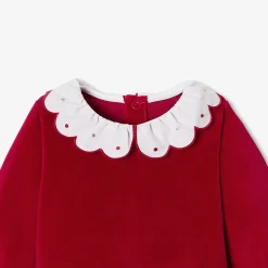 Jacadi Pajamas|Baby girl velvet Holiday pajamas Jacadi Red