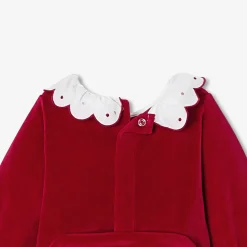 Jacadi Pajamas|Baby girl velvet Holiday pajamas Jacadi Red