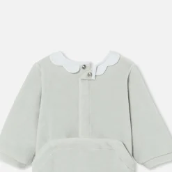 Jacadi Pajamas|Baby girl velvet pajamas Grey