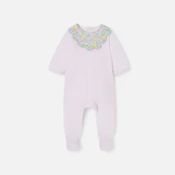 Jacadi Pajamas|Baby girl velvet pajamas Jacadi pale Pink