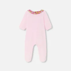 Jacadi Pajamas|Baby girl velvet pajamas Pale Pink