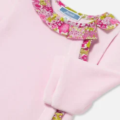 Jacadi Pajamas|Baby girl velvet pajamas Pale Pink