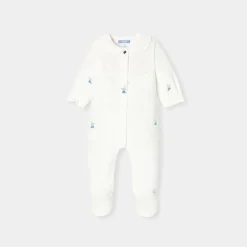 Jacadi Pajamas|Baby girl velvet pajamas White/Multicolour