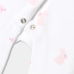 Jacadi Pajamas|Baby girl velvet pajamas with bunny pattern White/Pink
