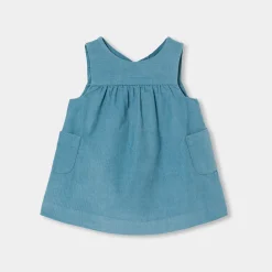 Jacadi Dresses|Baby girl velvet pinafore dress Baltic