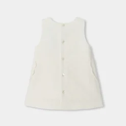 Jacadi Dresses|Baby girl velvet pinafore dress Jacadi soft white