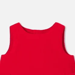 Jacadi Dresses|Baby girl velvet pinafore dress Tomato red