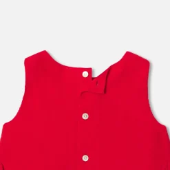 Jacadi Dresses|Baby girl velvet pinafore dress Tomato red