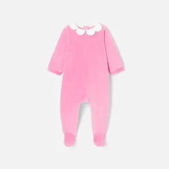 Jacadi Pajamas|Baby girl velvet pyjamas Tea Pink