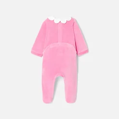 Jacadi Pajamas|Baby girl velvet pyjamas Tea Pink