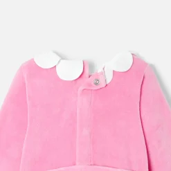 Jacadi Pajamas|Baby girl velvet pyjamas Tea Pink