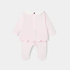 Jacadi Bloomers, Overalls And Sets|Baby girl velvet set Jacadi pale Pink