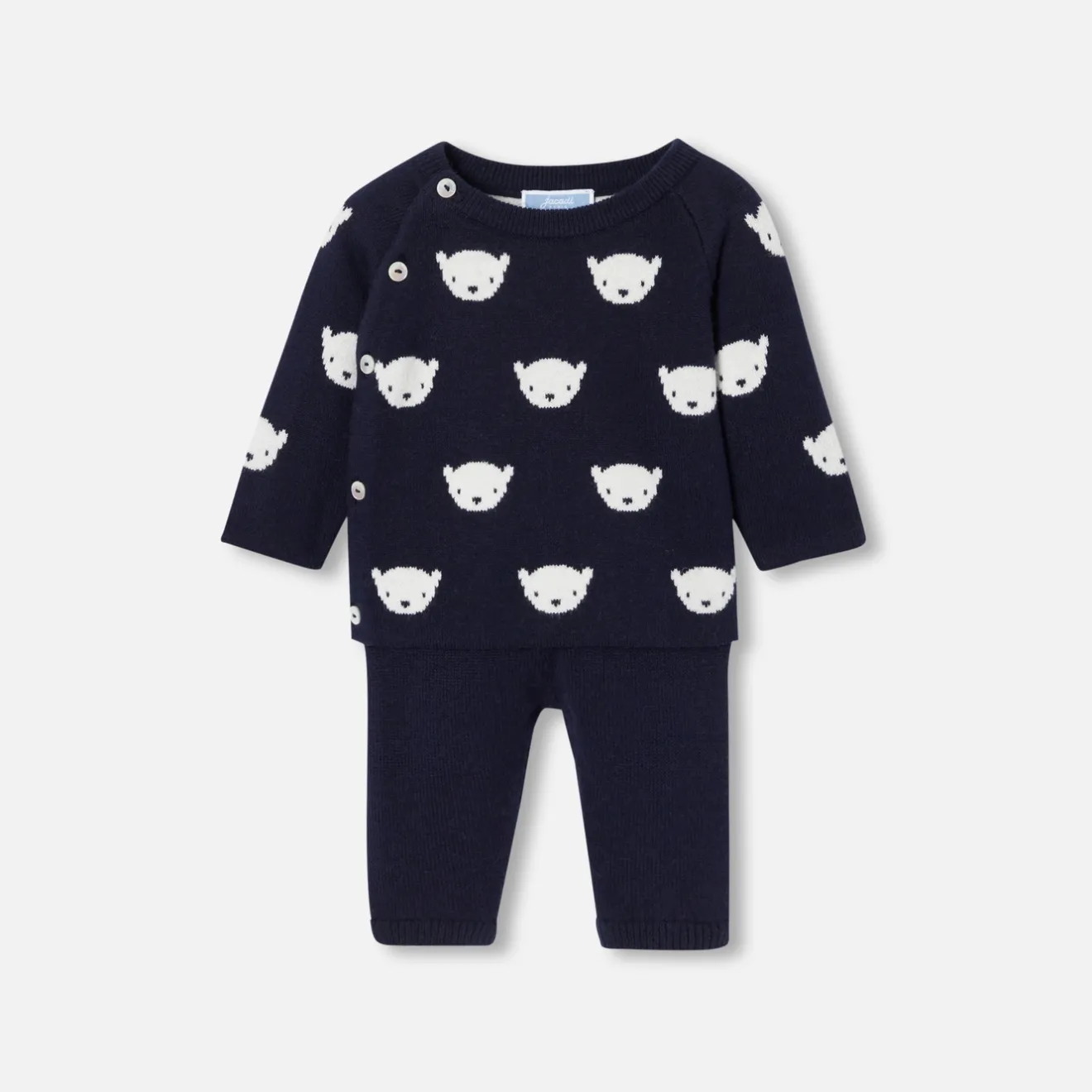 Jacadi Bloomers, Overalls And Sets|Baby jersey knit set Navy/Cream