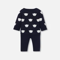 Jacadi Bloomers, Overalls And Sets|Baby jersey knit set Navy/Cream