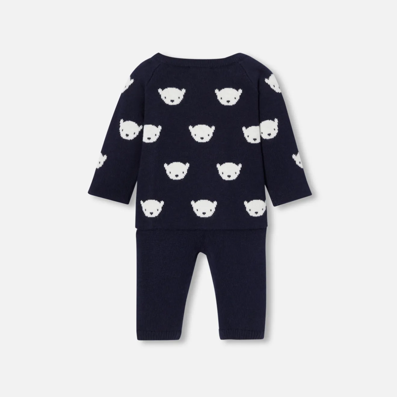 Jacadi Bloomers, Overalls And Sets|Baby jersey knit set Navy/Cream