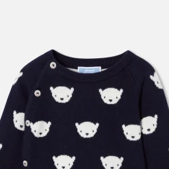 Jacadi Bloomers, Overalls And Sets|Baby jersey knit set Navy/Cream