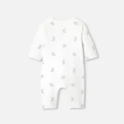 Jacadi Bloomers, Overalls And Sets|Baby jumpsuit in wadded jersey White/Grey
