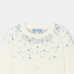 Jacadi Jumpers, Sweatshirts And Cardigans|Baby knitted cardigan Soft White/Multicolour