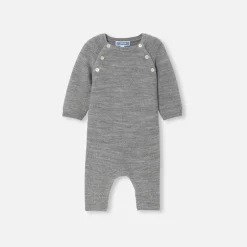 Jacadi Bloomers, Overalls And Sets|Baby merino wool jumpsuit Jacadi light Heather Grey