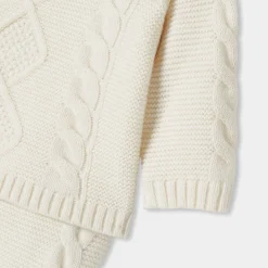 Jacadi Bloomers, Overalls And Sets|Baby set in cable knit Jacadi soft white