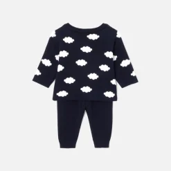 Jacadi Bloomers, Overalls And Sets|Baby set in jersey knit Navy/Cream