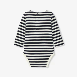 Jacadi Bodysuits|Baby striped bodysuit White/Blue