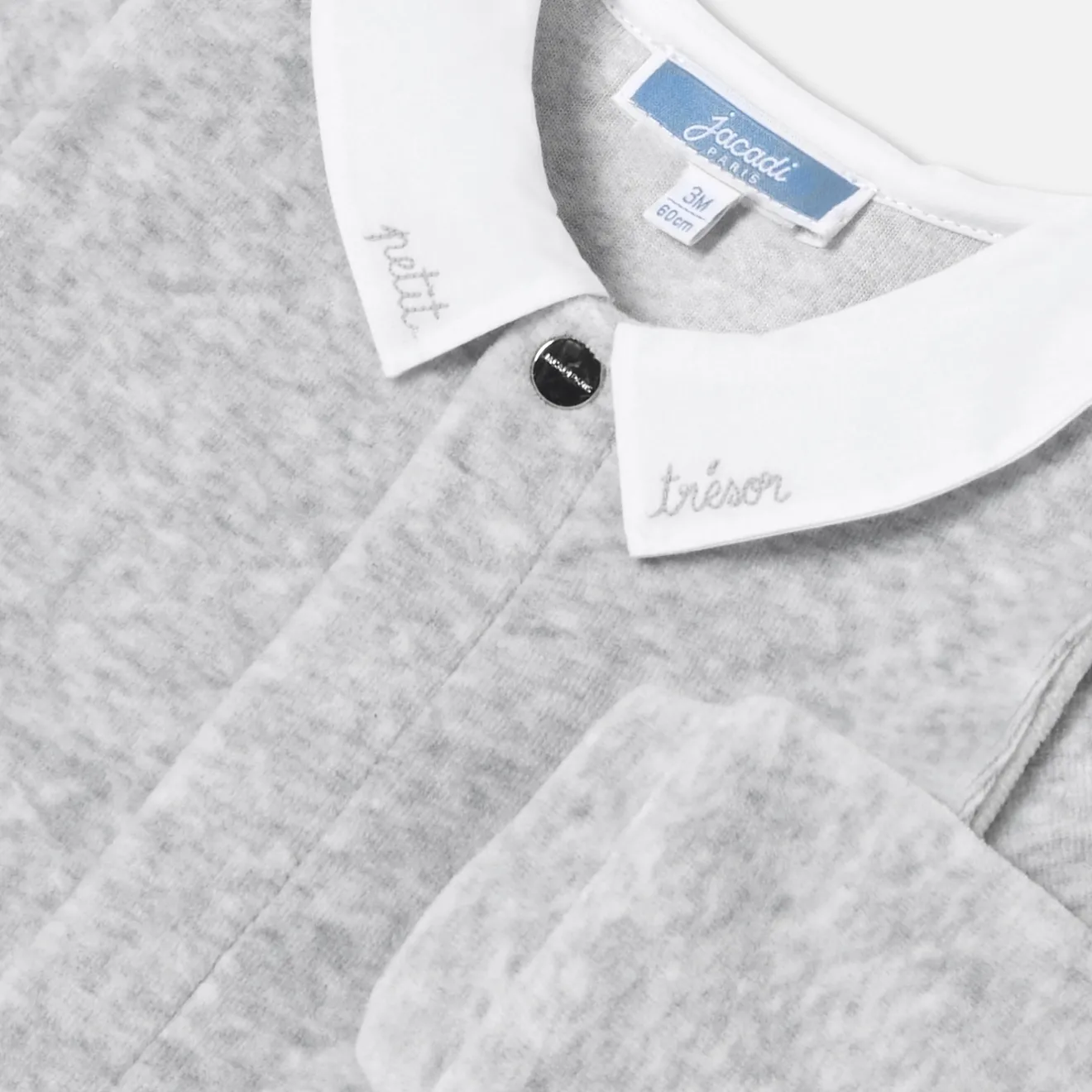 Jacadi Pajamas|Pajamas|Baby velvet pajamas Jacadi light Heather Grey