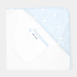 Jacadi Bath Towels And Bath Capes|Bath set White/Blue