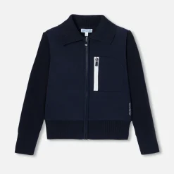 Jacadi Sweaters, Sweatshirts And Cardigans|Boy bi-material cardigan Jacadi Navy
