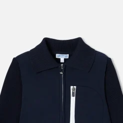 Jacadi Sweaters, Sweatshirts And Cardigans|Boy bi-material cardigan Jacadi Navy