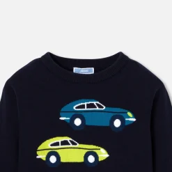 Jacadi Sweaters, Sweatshirts And Cardigans|Boy car intarsia sweater Jacadi Navy