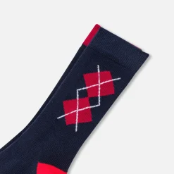 Jacadi Socks And Booties|Accessories|Boy duo of high socks Navy/Red