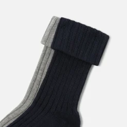 Jacadi Socks And Booties|Accessories|Boy duo of socks Navy/Grey