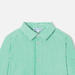 Jacadi Shirts|Boy striped poplin shirt White/Green