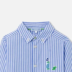 Jacadi Shirts|Boy striped shirt in poplin White/Blue