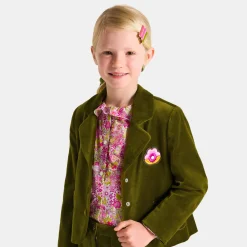 Jacadi Coats And Outerwear|Girl Coats & Puffer Jackets|Girl blazer in smooth velvet Olive green