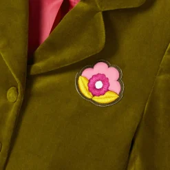 Jacadi Coats And Outerwear|Girl Coats & Puffer Jackets|Girl blazer in smooth velvet Olive green