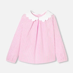 Jacadi Blouses And Shirts|Girl blouse in striped poplin White/Pink